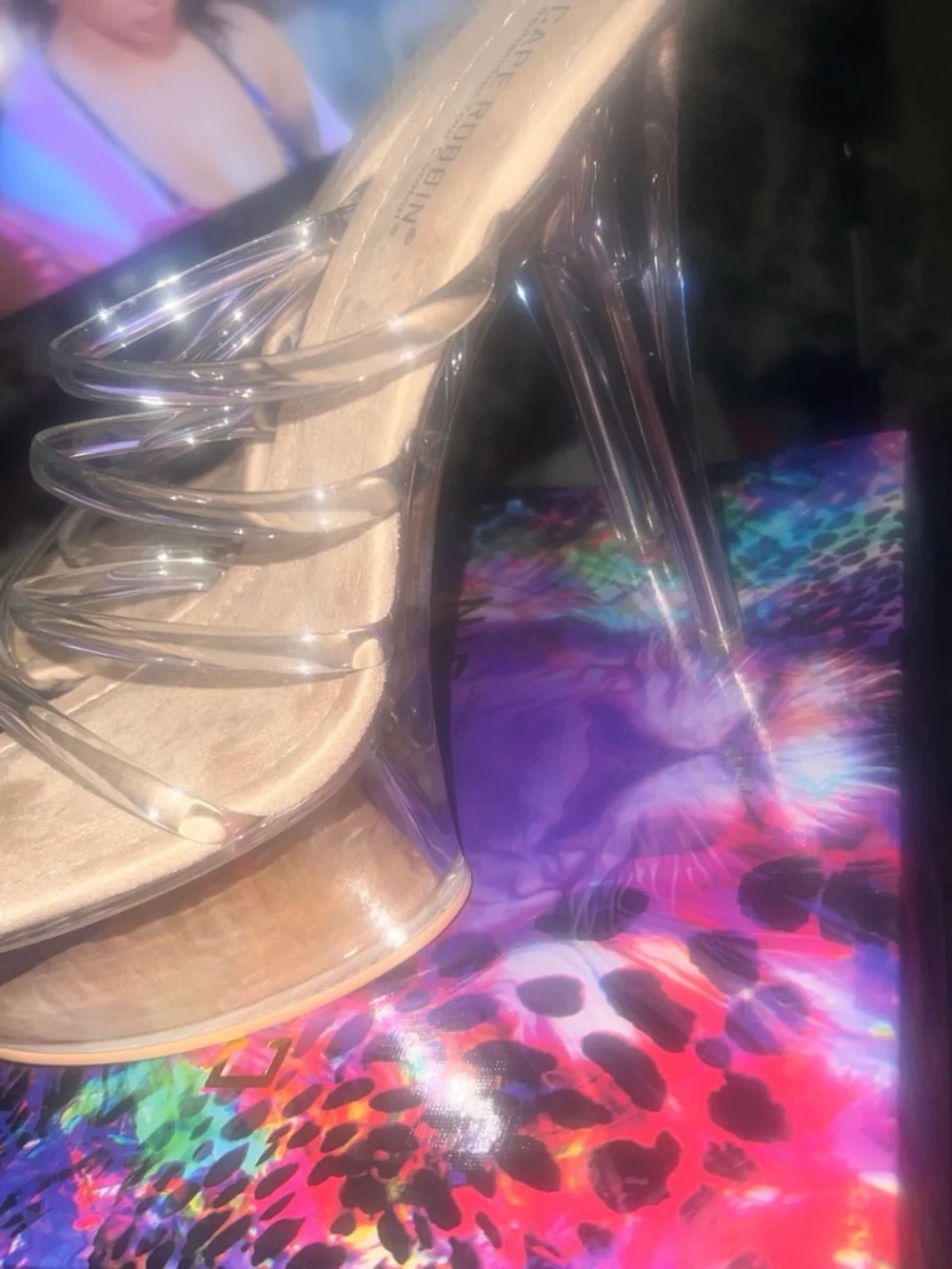 Cape Robbin Clear Platform Strappy Heels with Nude Insole